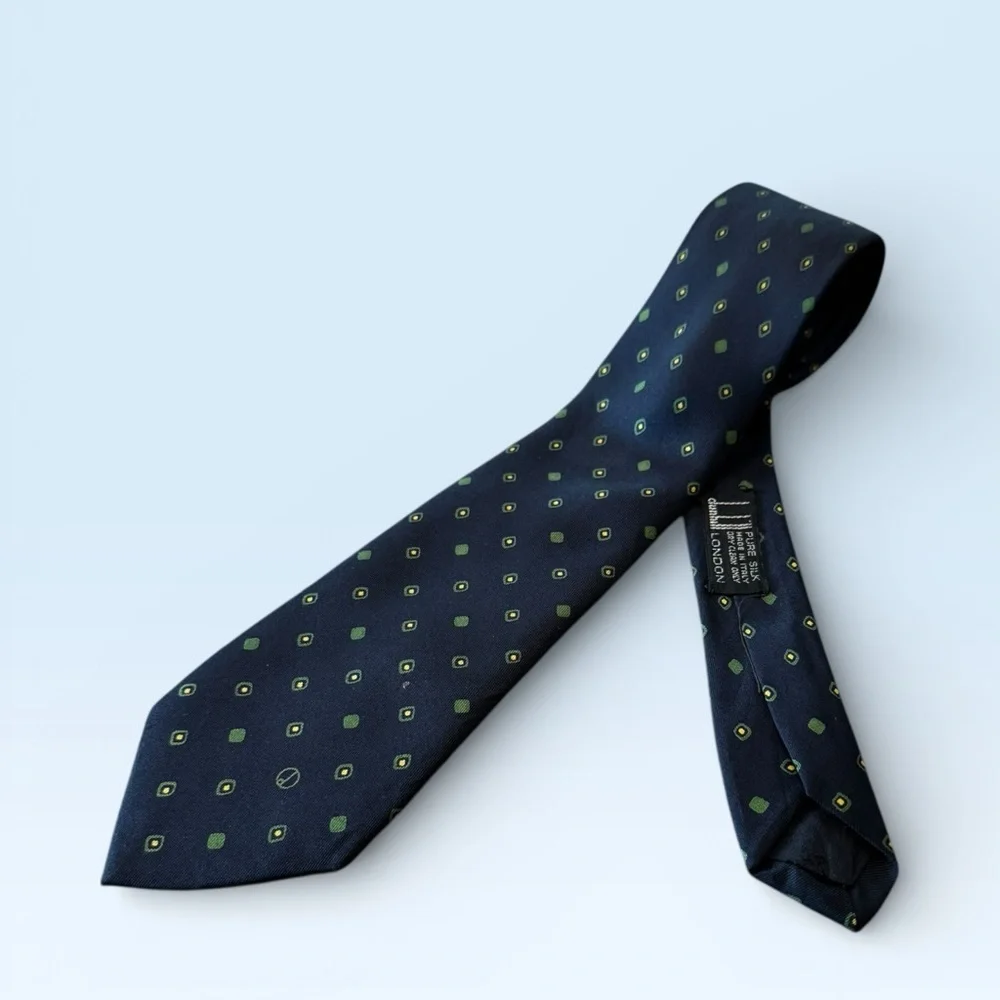 Dunhill Silk Geo Shape Blue Green Tie